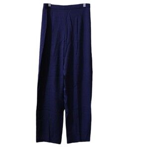 Vintage Navy Blue Flat Front Wide Leg Trousers 10